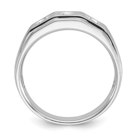 14k White Gold Men's Polished and Satin 3/8 carat Diamond Complete Ring
