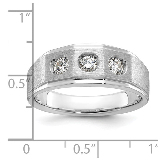 14k White Gold Men's Polished and Satin 3/8 carat Diamond Complete Ring