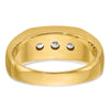 14k with White Rhodium Men's Polished Satin and Grooved 3-Stone 1/2 Carat AA Quality Diamond Ring