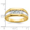 14k with White Rhodium Men's Polished Satin and Grooved 3-Stone 1/2 Carat AA Quality Diamond Ring