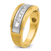 14k Two-tone Men's Polished Satin and Grooved 1 Carat AA Quality Diamond Cluster Ring
