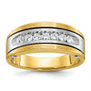 14k Two-tone Men's Polished Satin and Grooved 1 Carat AA Quality Diamond Cluster Ring