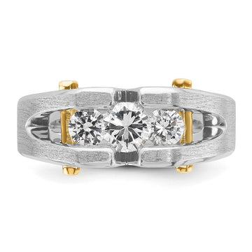IBGoodman 14k Two-tone Men's Polished Satin and Cut-Out 3-Stone Ring Mounting