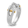 IBGoodman 14k Two-tone Men's Polished Satin and Cut-Out 3-Stone Ring Mounting