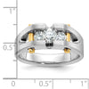 IBGoodman 14k Two-tone Men's Polished Satin and Cut-Out 3-Stone Ring Mounting
