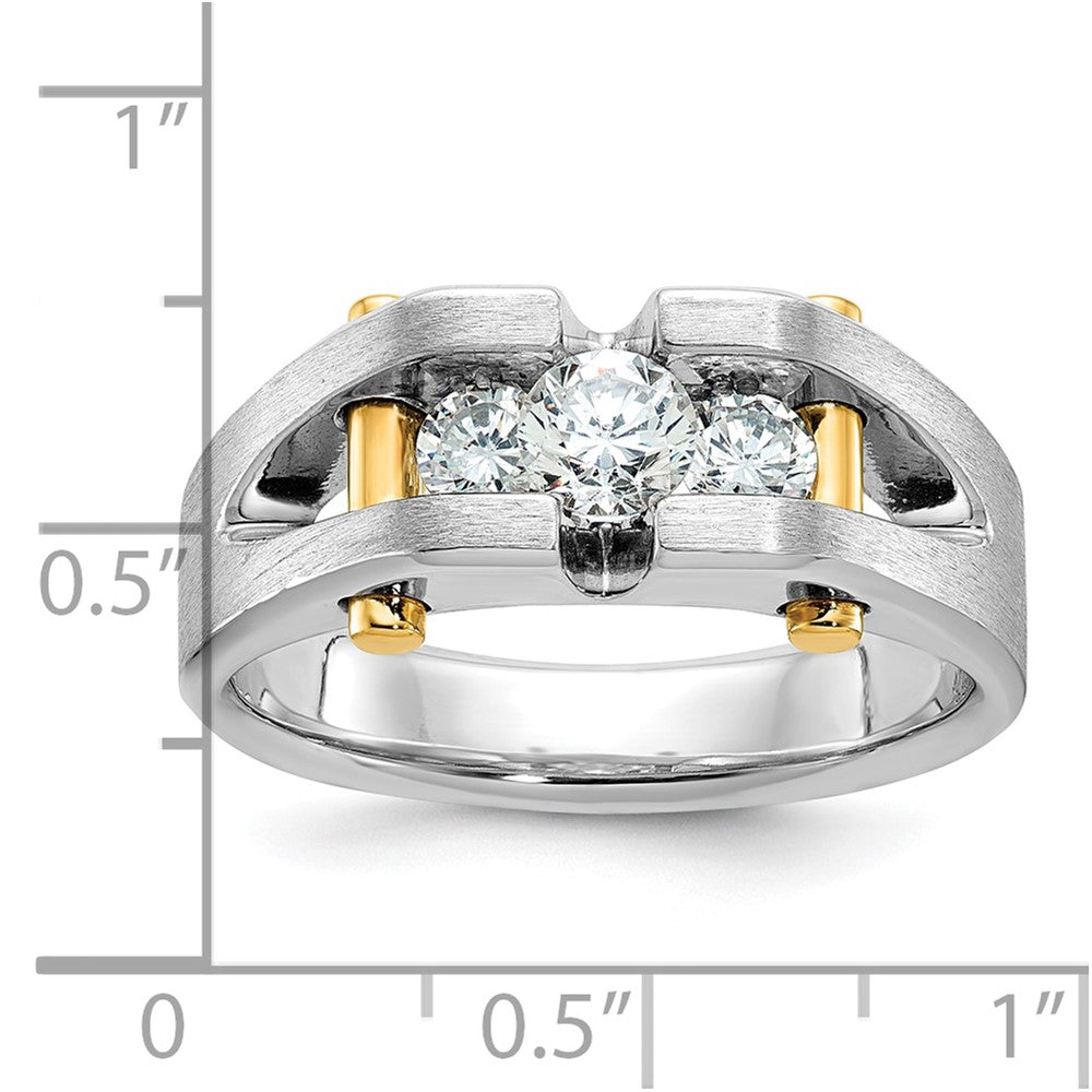 IBGoodman 14k Two-tone Men's Polished Satin and Cut-Out 3-Stone Ring Mounting