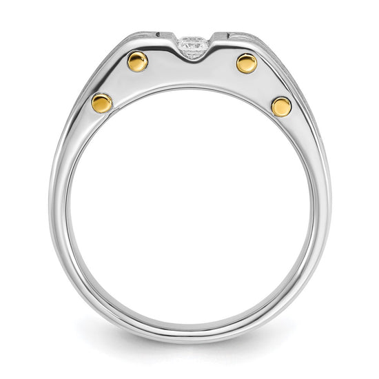 14k Two-tone IBGoodman Men's Polished and Satin Diamond Ring Mounting