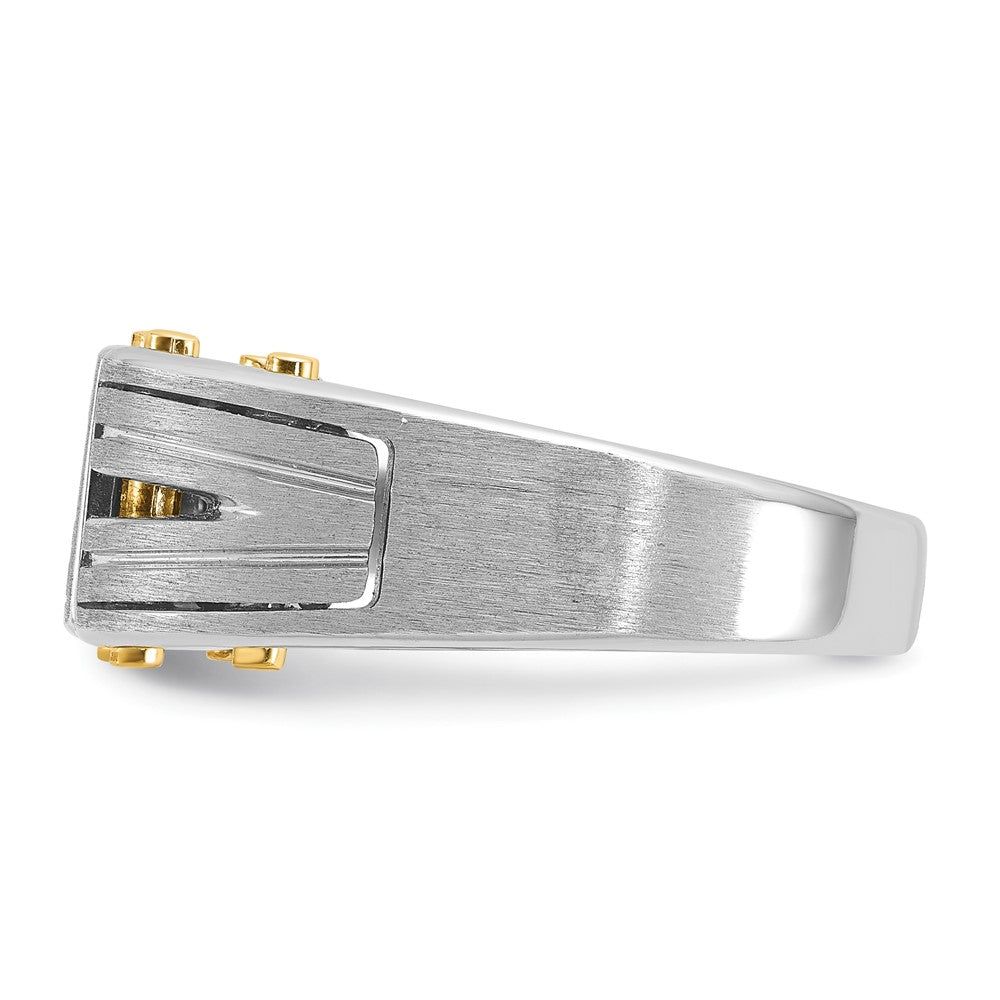 14k Two-tone Men's Polished and Satin 1/4 carat Diamond Complete Ring