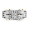 14k Two-tone Men's Polished and Satin 1/4 carat Diamond Complete Ring