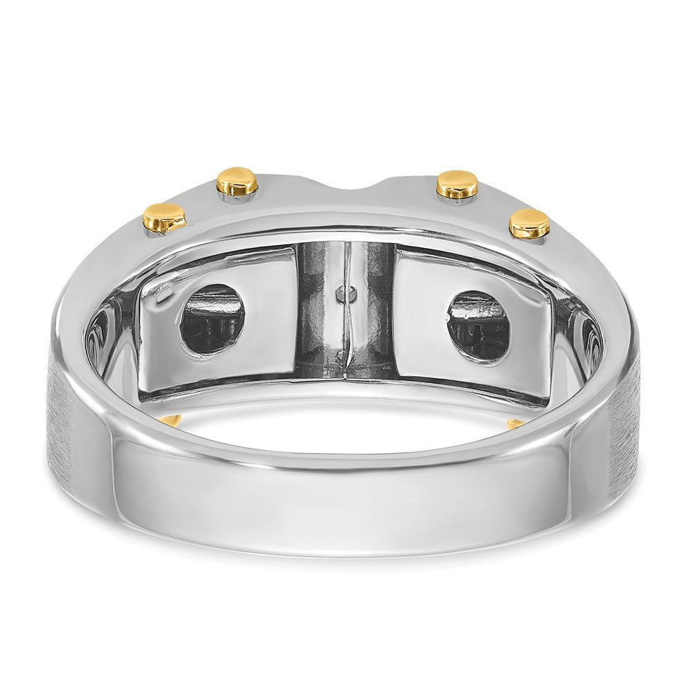 14k Two-tone Men's Polished and Satin 1/4 carat Diamond Complete Ring