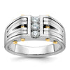 14k Two-tone Men's Polished and Satin 1/4 carat Diamond Complete Ring