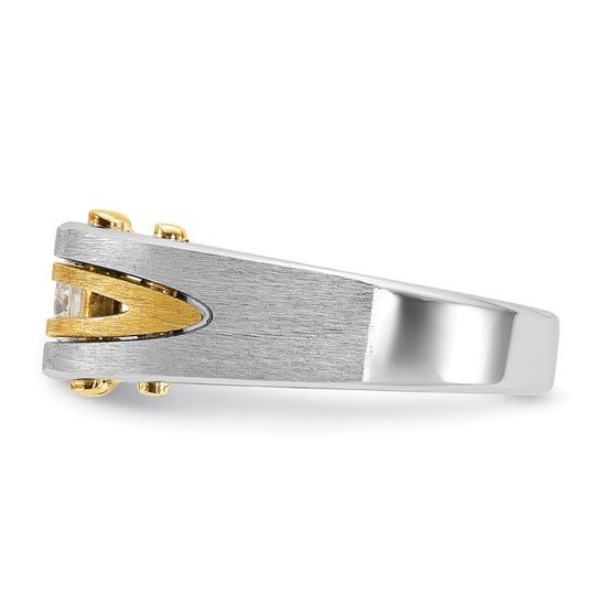 14k Two-tone IBGoodman Men's Polished and Satin Diamond Ring Mounting