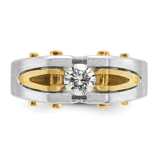 14k Two-tone IBGoodman Men's Polished and Satin Diamond Ring Mounting