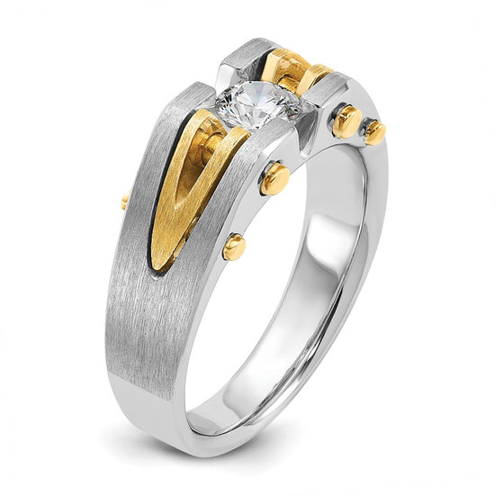 14k Two-tone IBGoodman Men's Polished and Satin Diamond Ring Mounting