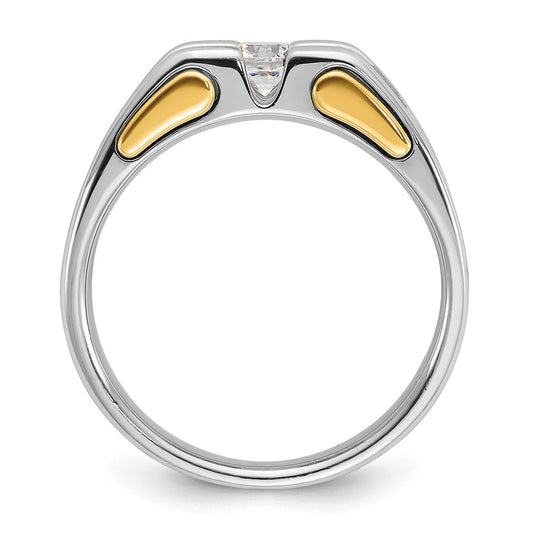 14k Two-tone Men's 1/2 carat Diamond Complete Ring