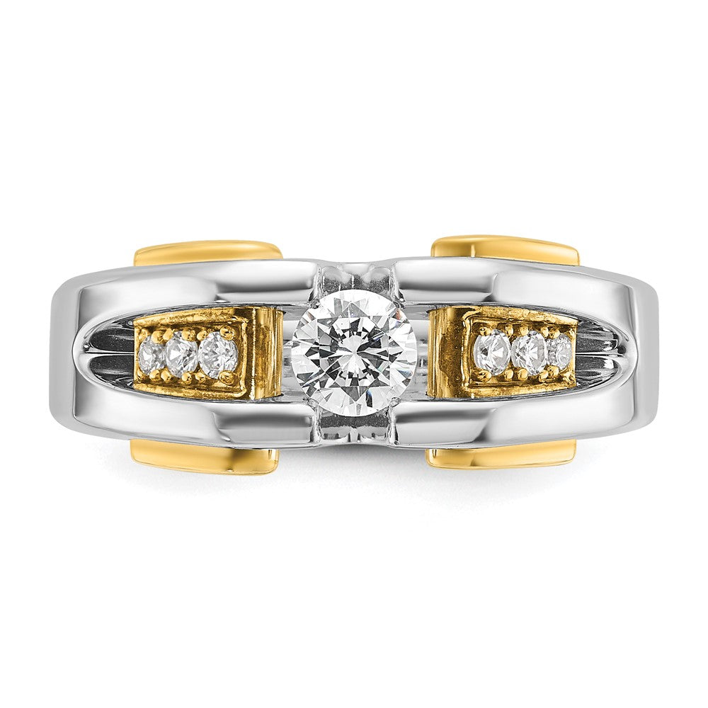 14k Two-tone Men's 1/2 carat Diamond Complete Ring