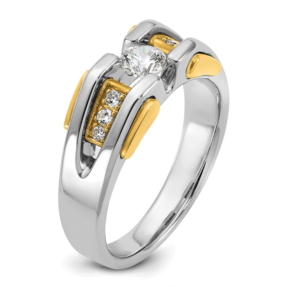 14k Two-tone Men's 1/2 carat Diamond Complete Ring