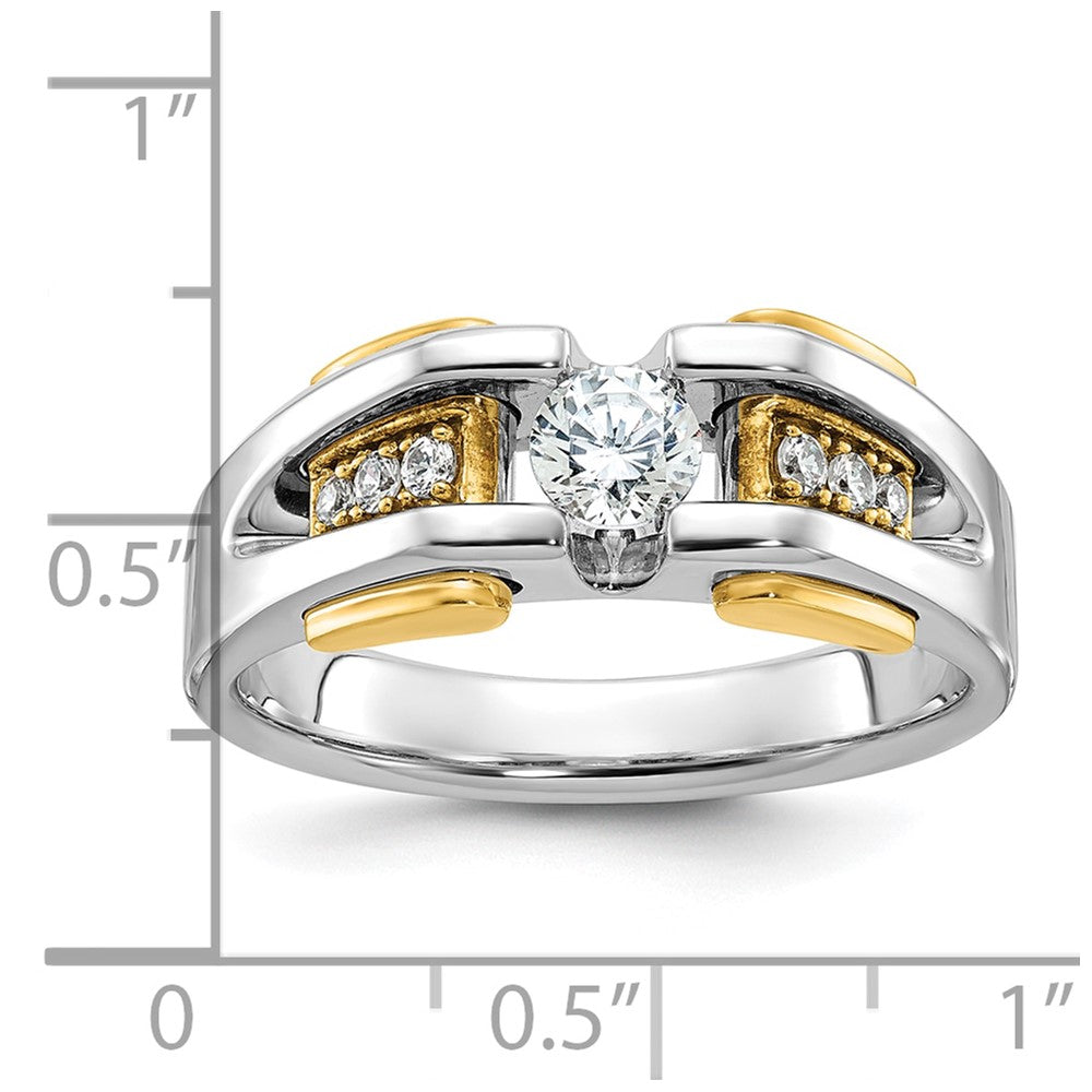 14k Two-tone Men's 1/2 carat Diamond Complete Ring