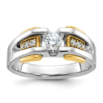 14k Two-tone Men's 1/2 carat Diamond Complete Ring
