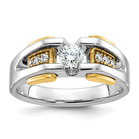 14k Two-tone Men's 1/2 carat Diamond Complete Ring