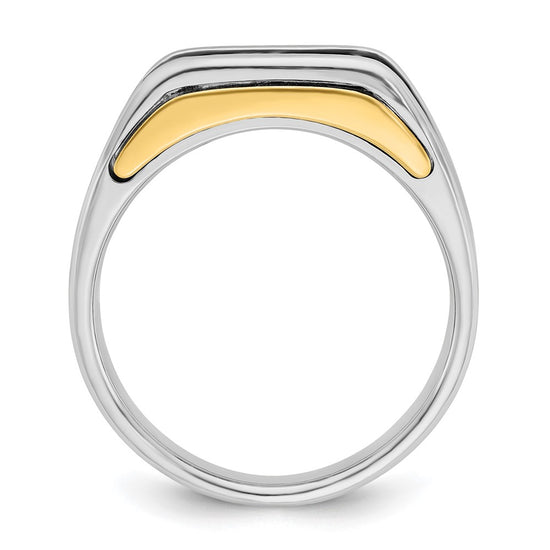 IBGoodman 14k Two-tone Men's Polished Satin and Cut-Out 3-Stone Ring Mounting