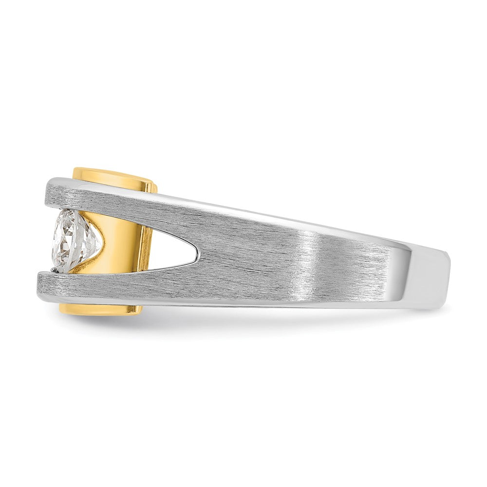 IBGoodman 14k Two-tone Men's Polished Satin and Cut-Out 3-Stone Ring Mounting