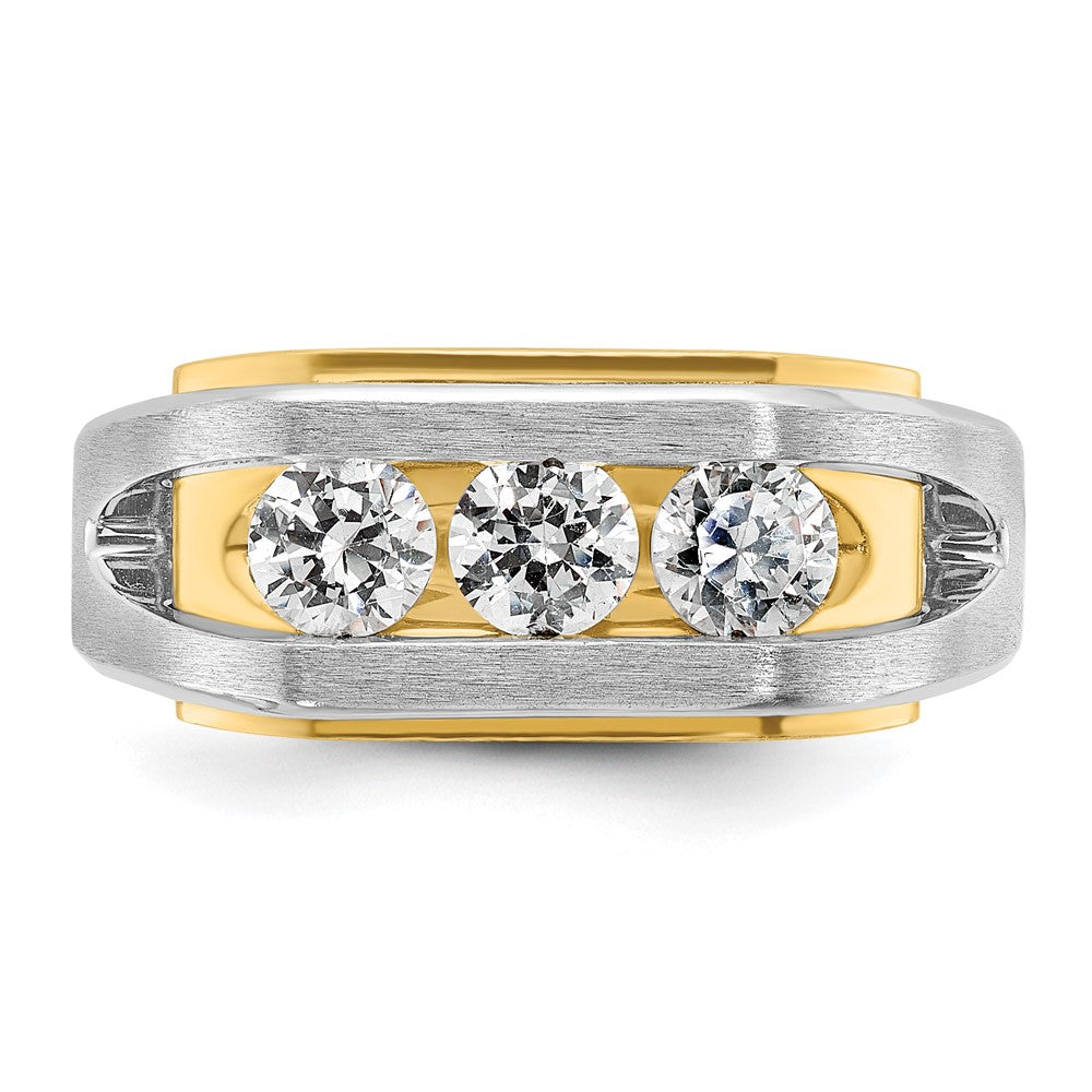 IBGoodman 14k Two-tone Men's Polished Satin and Cut-Out 3-Stone Ring Mounting