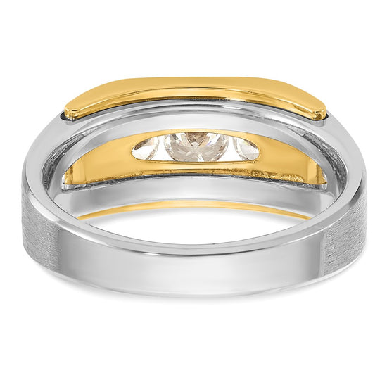 IBGoodman 14k Two-tone Men's Polished Satin and Cut-Out 3-Stone Ring Mounting