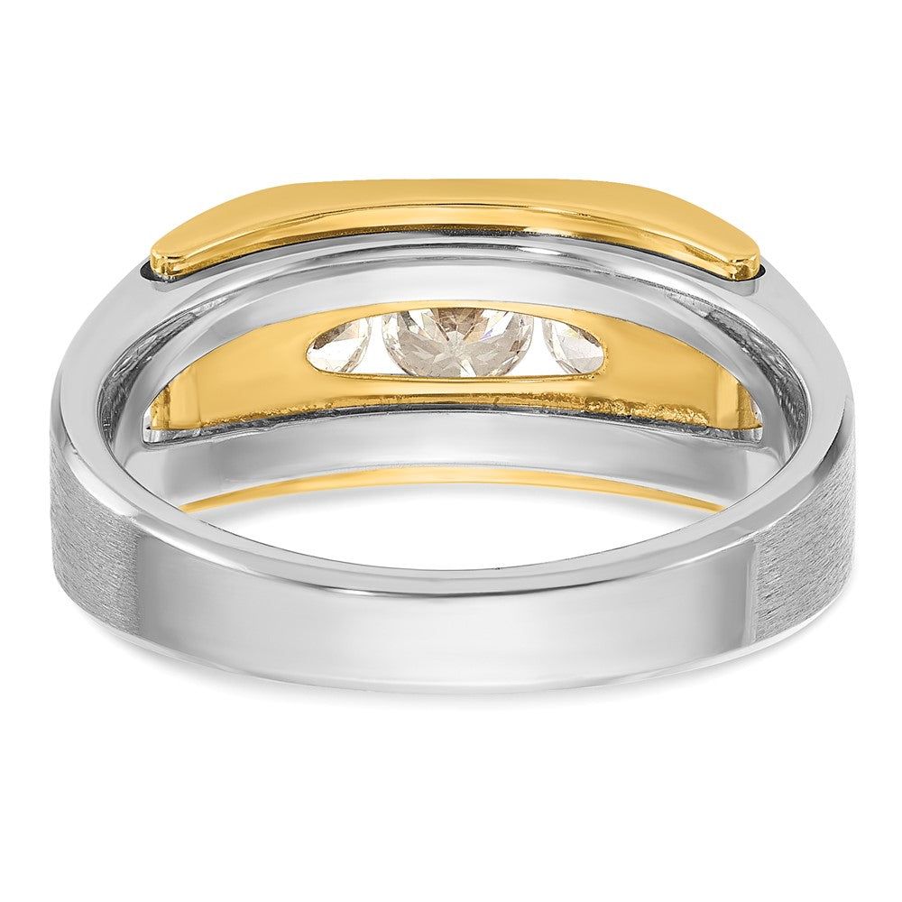 IBGoodman 14k Two-tone Men's Polished Satin and Cut-Out 3-Stone Ring Mounting