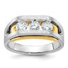 IBGoodman 14k Two-tone Men's Polished Satin and Cut-Out 3-Stone Ring Mounting
