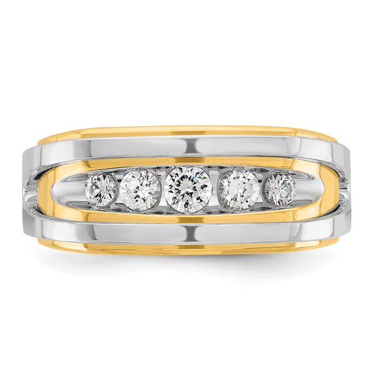 14k Two-tone IBGoodman Men's Polished 5-Stone Ring Mounting