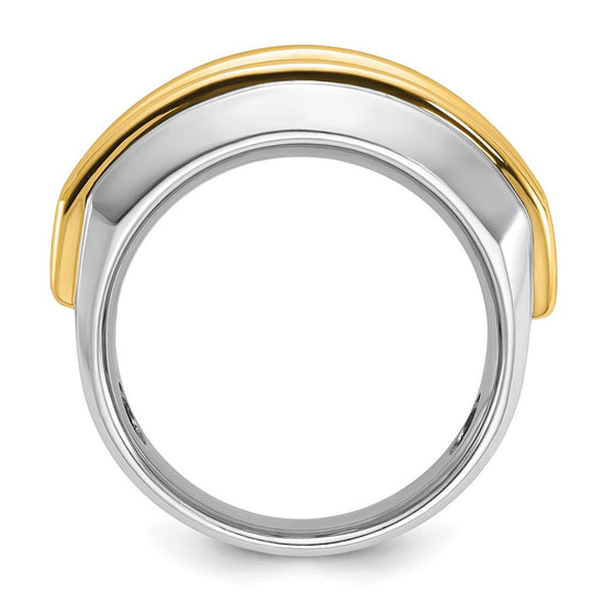 14k Two-tone IBGoodman Men's Polished 7-Stone Ring Mounting