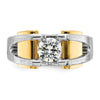 14k Two-tone Men's Polished and Satin 1 Carat Lab Grown Diamond Ring