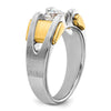 14k Two-tone Men's Polished and Satin 1 Carat Lab Grown Diamond Ring