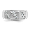 14k White Gold Men's Polished and Satin 1/2 Carat AA Quality Diamond Ring