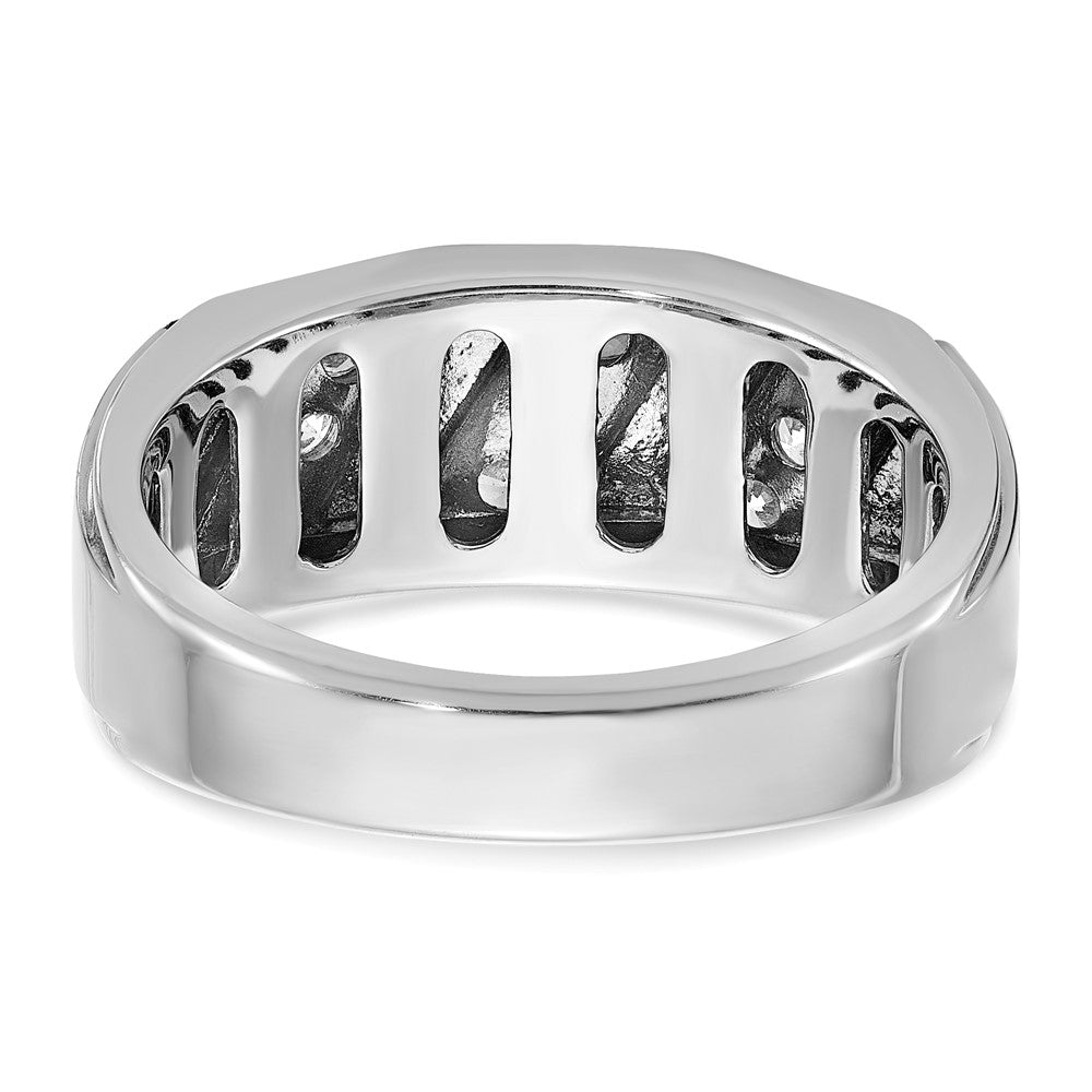 14k White Gold Men's Polished and Satin 1/2 Carat AA Quality Diamond Ring