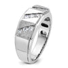 14k White Gold Men's Polished and Satin 1/2 Carat AA Quality Diamond Ring