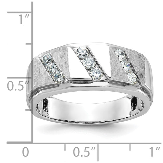 14k White Gold Men's Polished and Satin 1/2 Carat AA Quality Diamond Ring