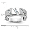 14k White Gold Men's Polished and Satin 1/2 Carat AA Quality Diamond Ring