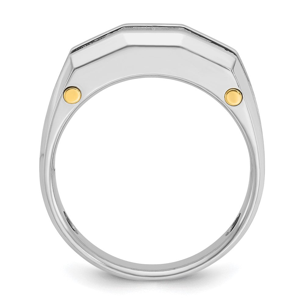 14k Two-tone Men's Polished and Satin Cut-Out 5-Stone 1 Carat AA Quality Diamond Ring