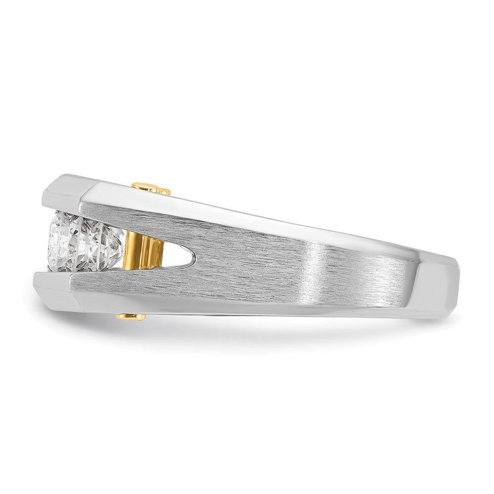 14k Two-tone Men's Polished and Satin Cut-Out 5-Stone 1 Carat AA Quality Diamond Ring