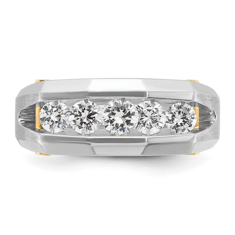 IBGoodman 14k Two-tone Men's Polished and Satin Cut-Out 5-Stone Ring Mounting