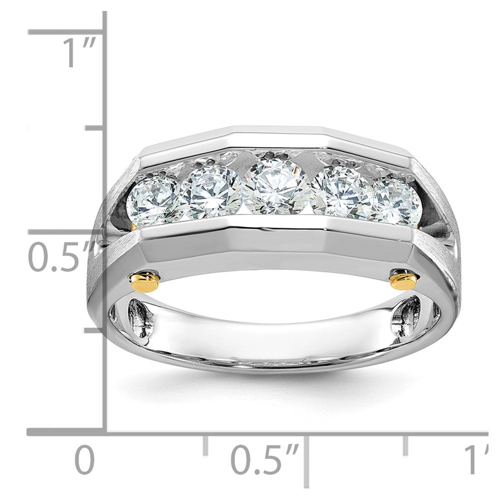14k Two-tone Men's Polished and Satin Cut-Out 5-Stone 1 Carat AA Quality Diamond Ring
