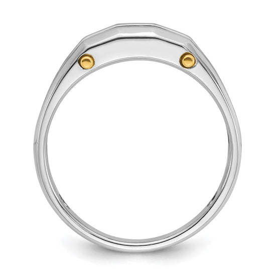 14k Two-tone Men's Polished Satin and Cut-Out 5-Stone 1/4 Carat AA Quality Diamond Ring