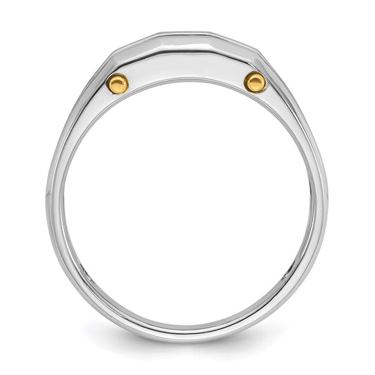 14k Two-tone Men's Polished Satin and Cut-Out 5-Stone 1/4 Carat AA Quality Diamond Ring