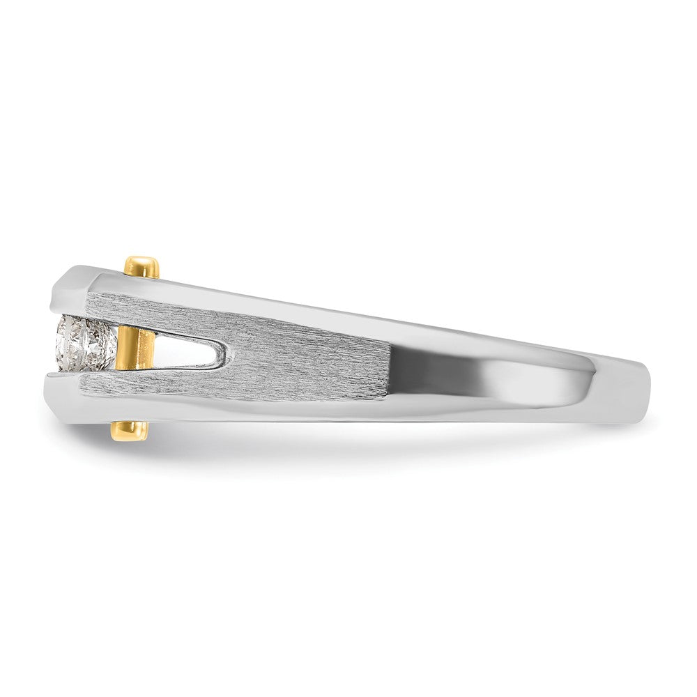 14k Two-tone Men's Polished Satin and Cut-Out 5-Stone 1/4 Carat AA Quality Diamond Ring