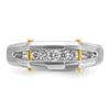 14k Two-tone Men's Polished Satin and Cut-Out 5-Stone 1/4 Carat AA Quality Diamond Ring