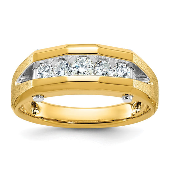 10k Two-tone Men's Polished and Satin 5-Stone 1/2 Carat A Quality Diamond Ring