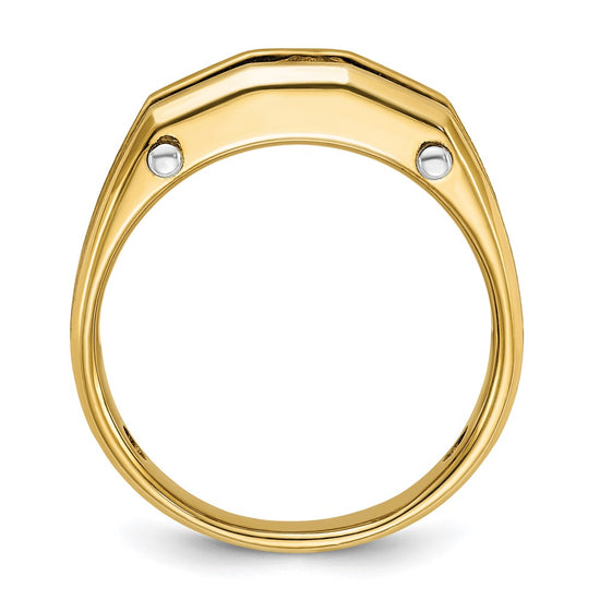 14k Two-tone 1/2 carat Lab Grown Diamond VS/SI+ G+ Five Stone Complete Polished and Satin Men's Ring