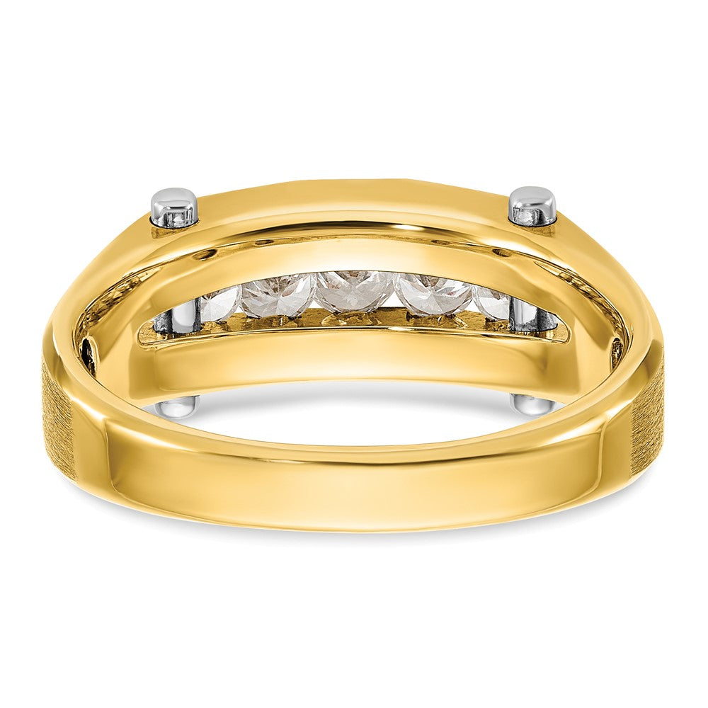 14k Two-tone 1/2 carat Lab Grown Diamond VS/SI+ G+ Five Stone Complete Polished and Satin Men's Ring